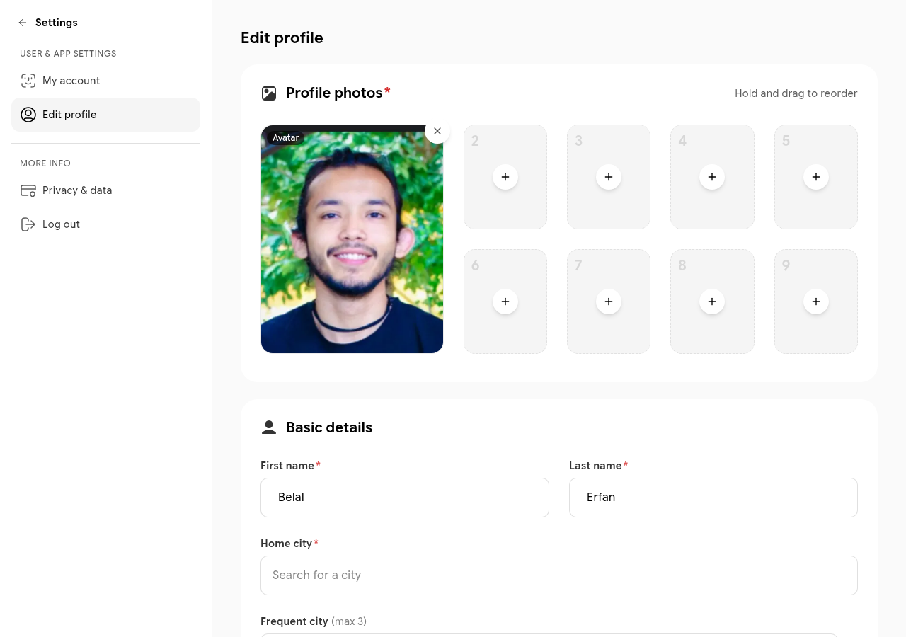 Edit profile