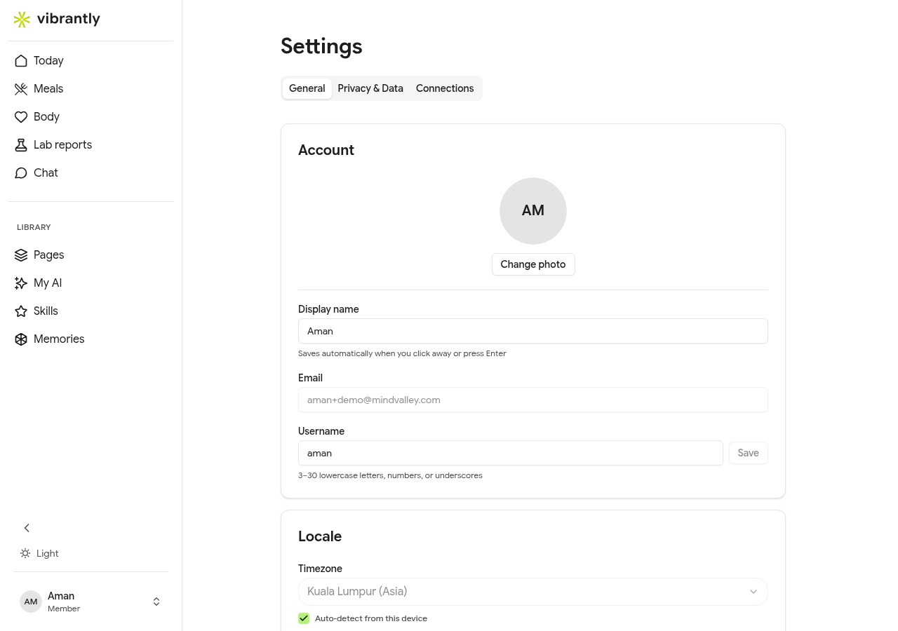 Account settings