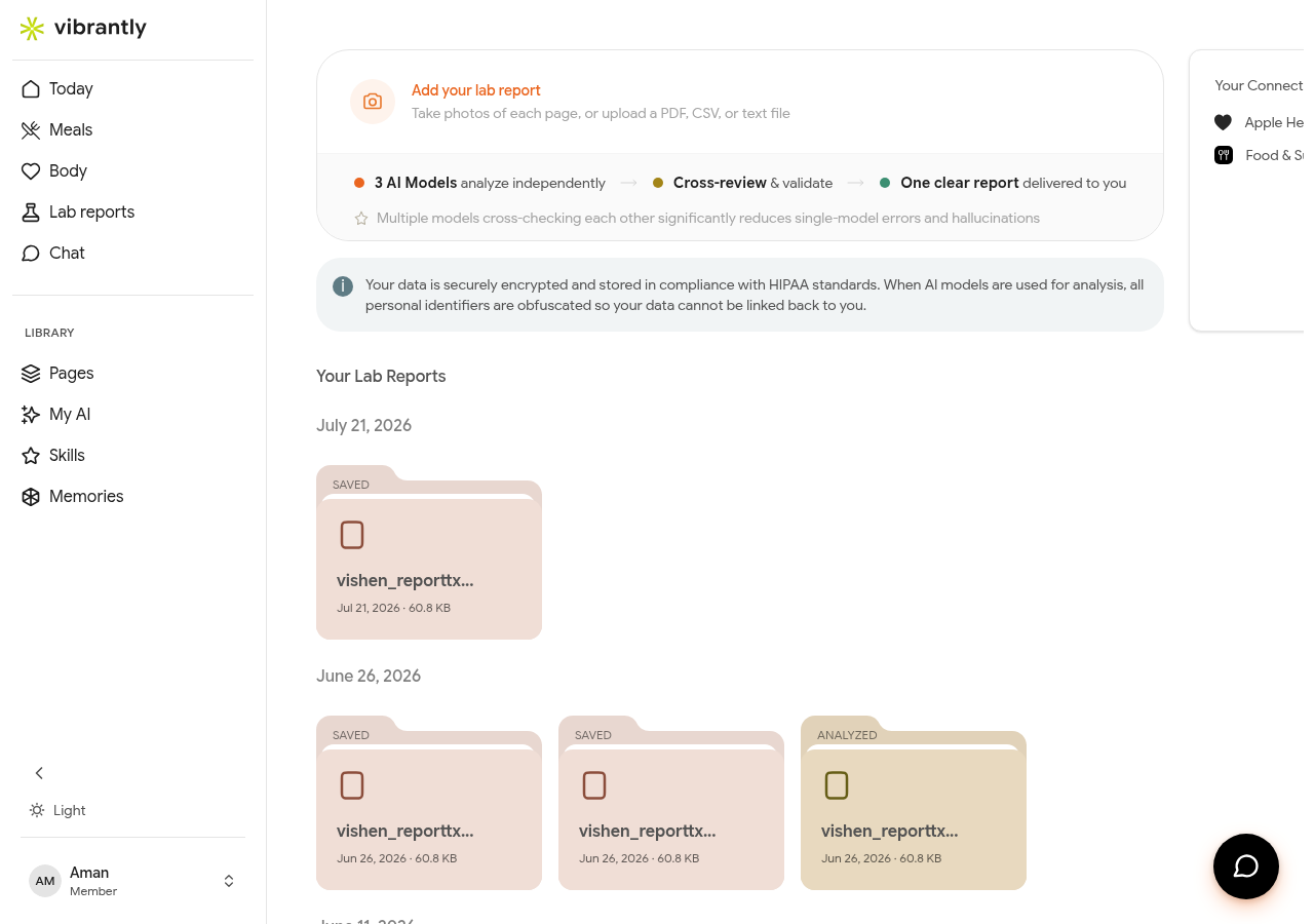 Lab reports — upload and manage your health files