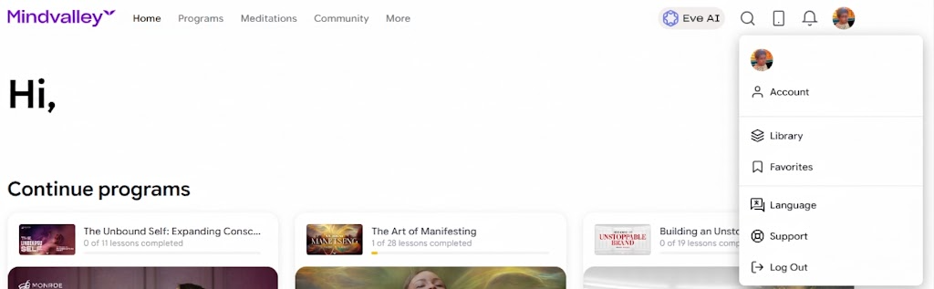 Completed Programs section in the Mindvalley Library